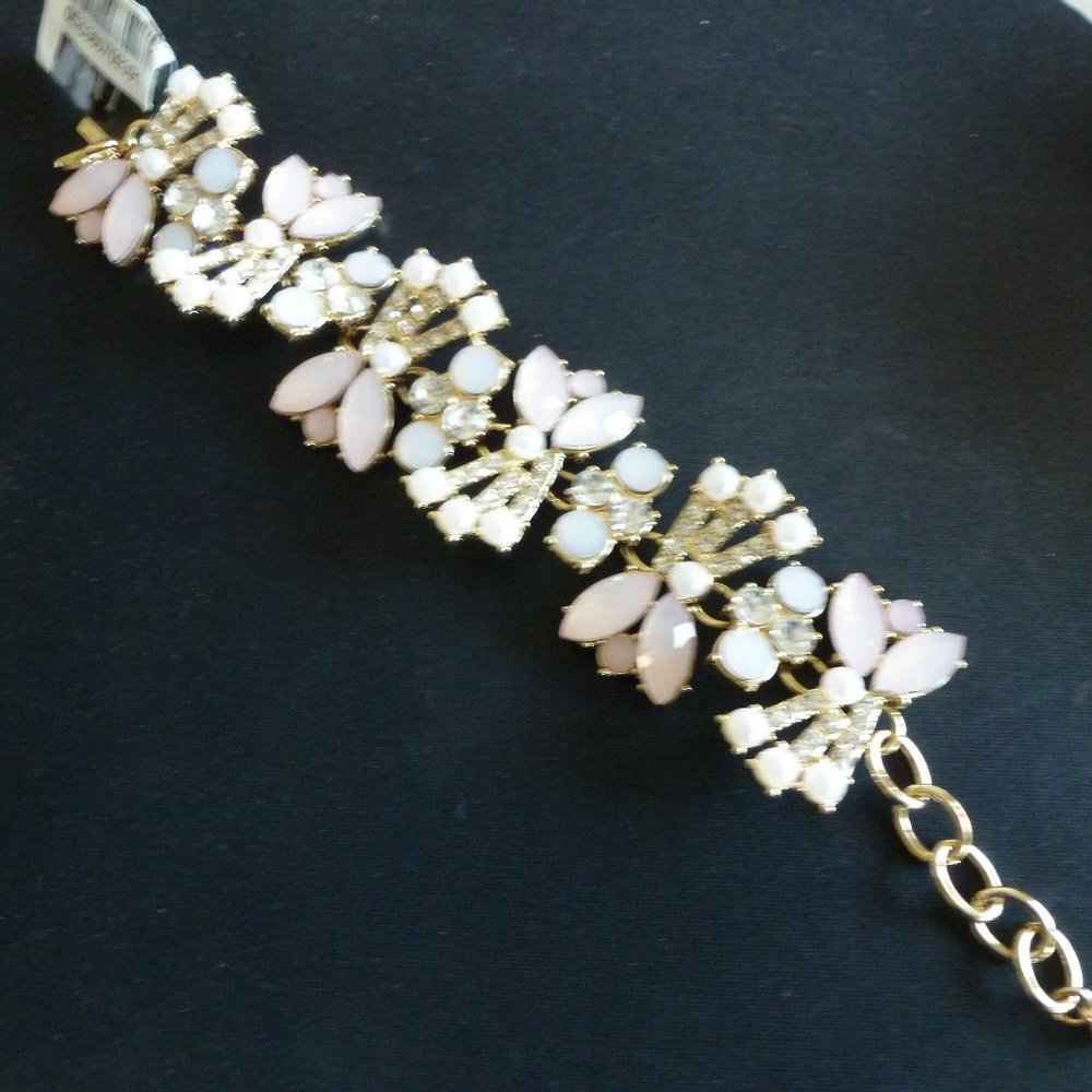 I.N.C. Pink Crystal Stone & Imitation Pearl Bracelet-New